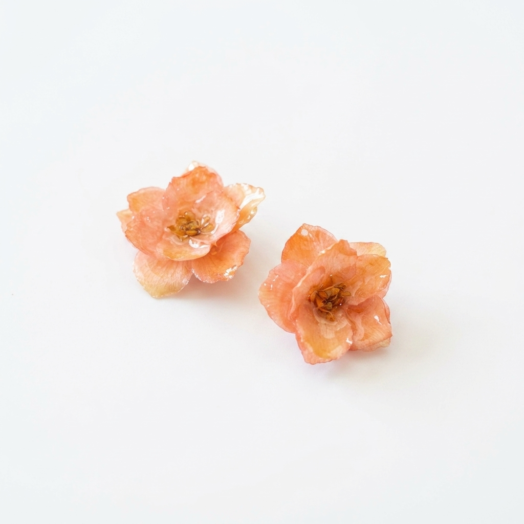 5pc, 3 Colors Real Camellia Flower Resin Pendant Charm