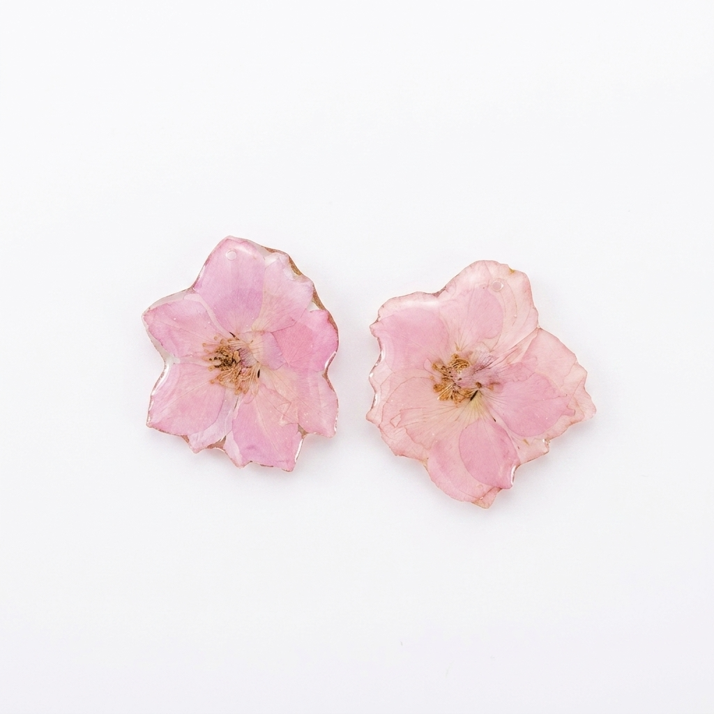 5pc, 2 Colors Pressed Real Hydrangea Flower Resin Pendant Charm