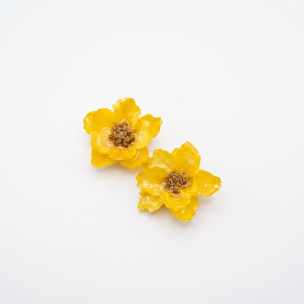 5pc, 3 Colors Real Camellia Flower Resin Pendant Charm