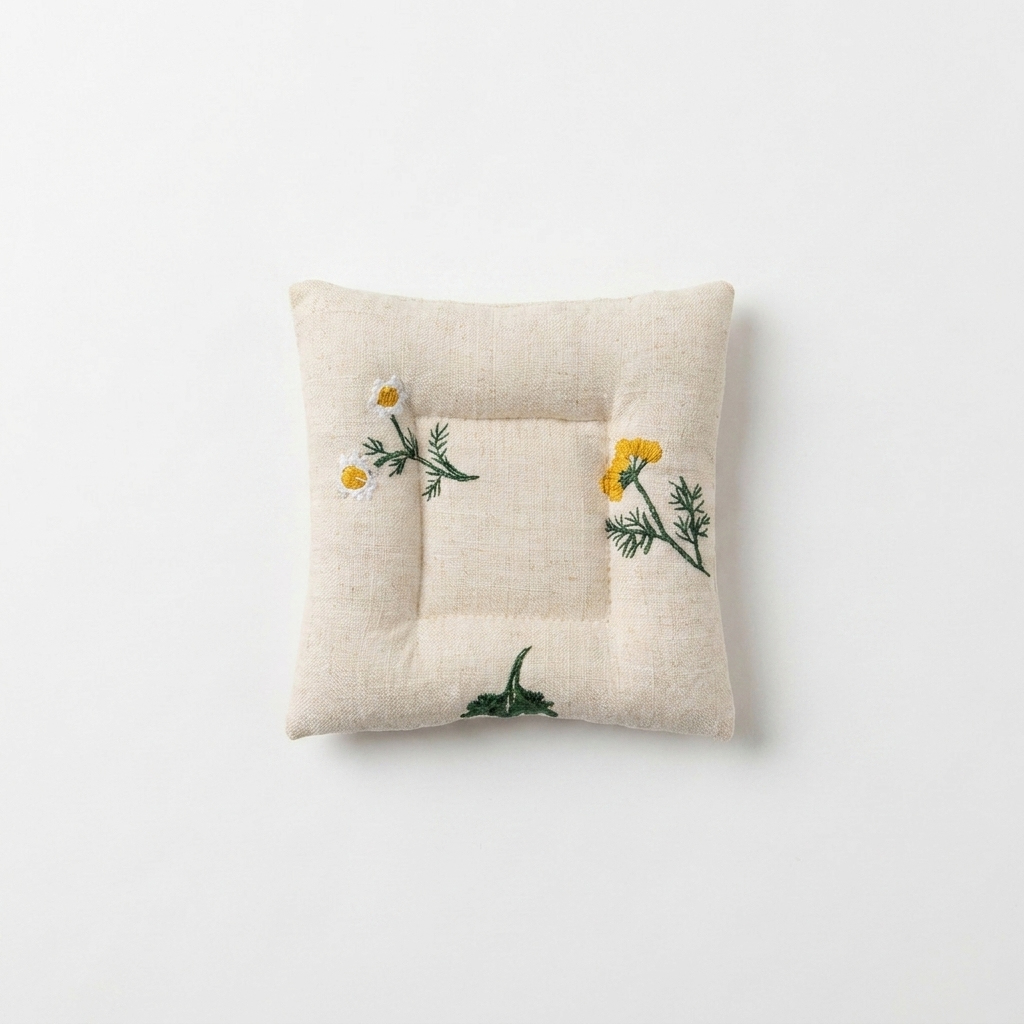 2pc, Embroidery Botanical Flower Cotton Placemats Coasters Pouch