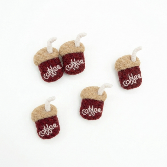 Coffee Drink Embroidered Wool Felt Cup Charm Component