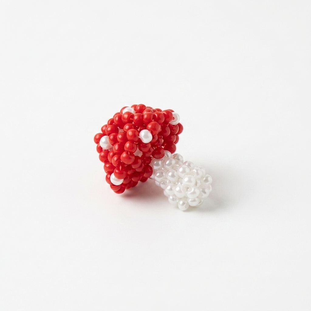 5pc, Handmade Red Mushroom Bead Charm Ornament