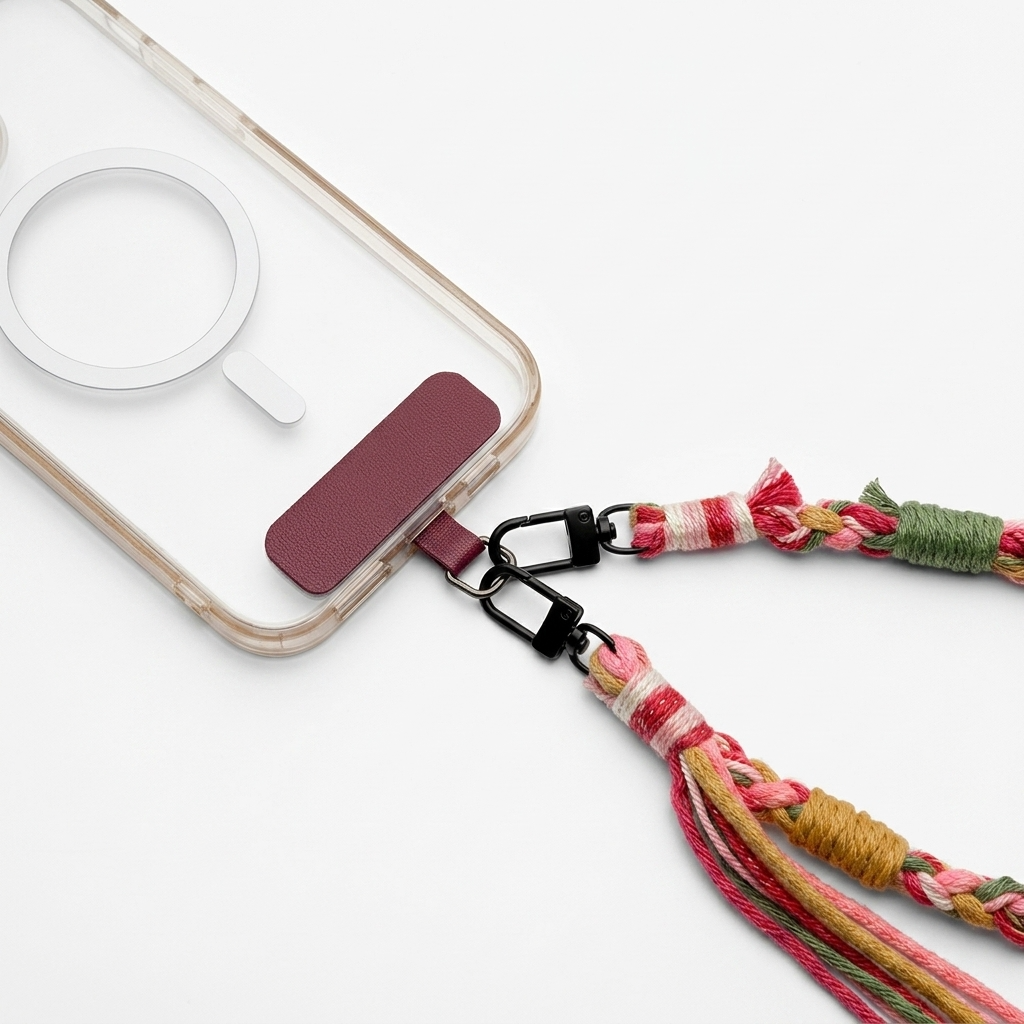 2 colors Handmade Colorful Braided Woven Cotton Tassel Phone Chain Strap
