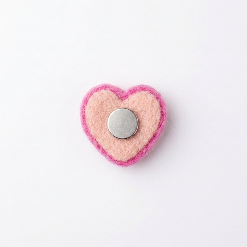 2 Tone Pink Heart wool Felt Charm Component & Magnet