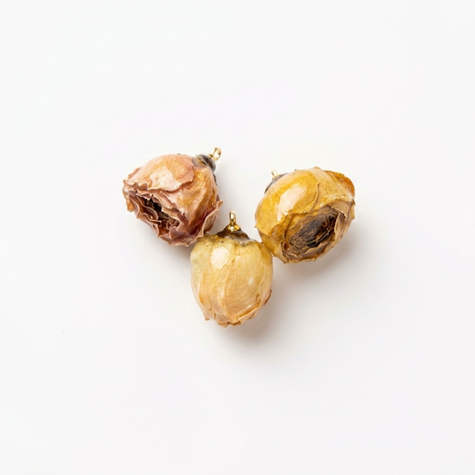 5pc, Dried Real Rose Bud Flower Resin Pendant Charm