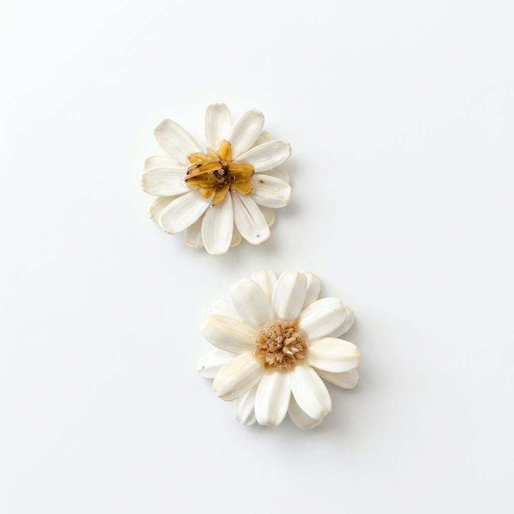 5pc, Real White Daisy Flower Resin Pendant Charm