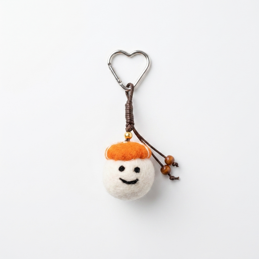 Smiley Face Salmon Sushi Wool Felt Bag Charm Key Chain