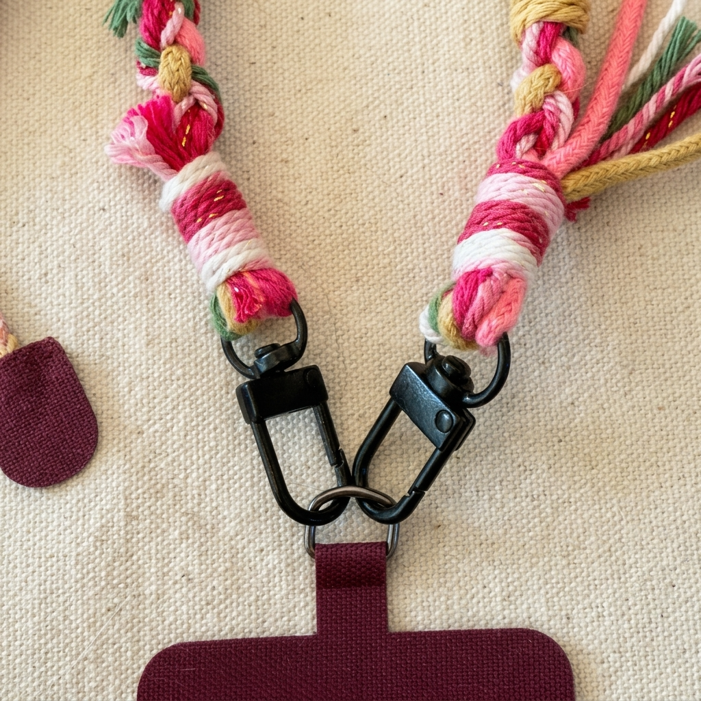 2 colors Handmade Colorful Braided Woven Cotton Tassel Phone Chain Strap