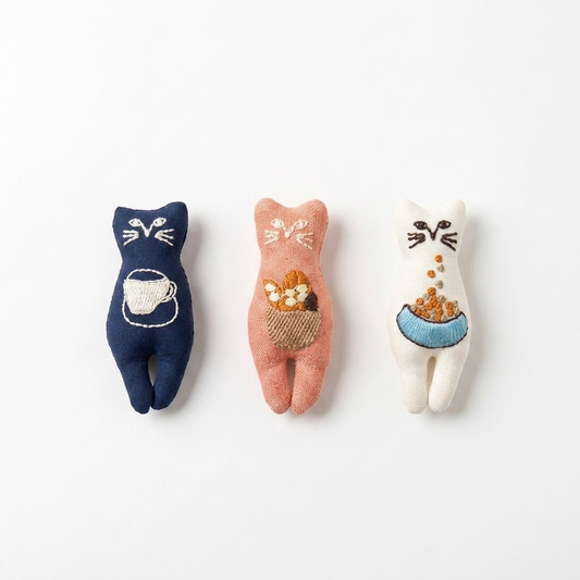 5pc, 3 Colors Stylistic Cat Kitten Fabric Ornament Charm Component
