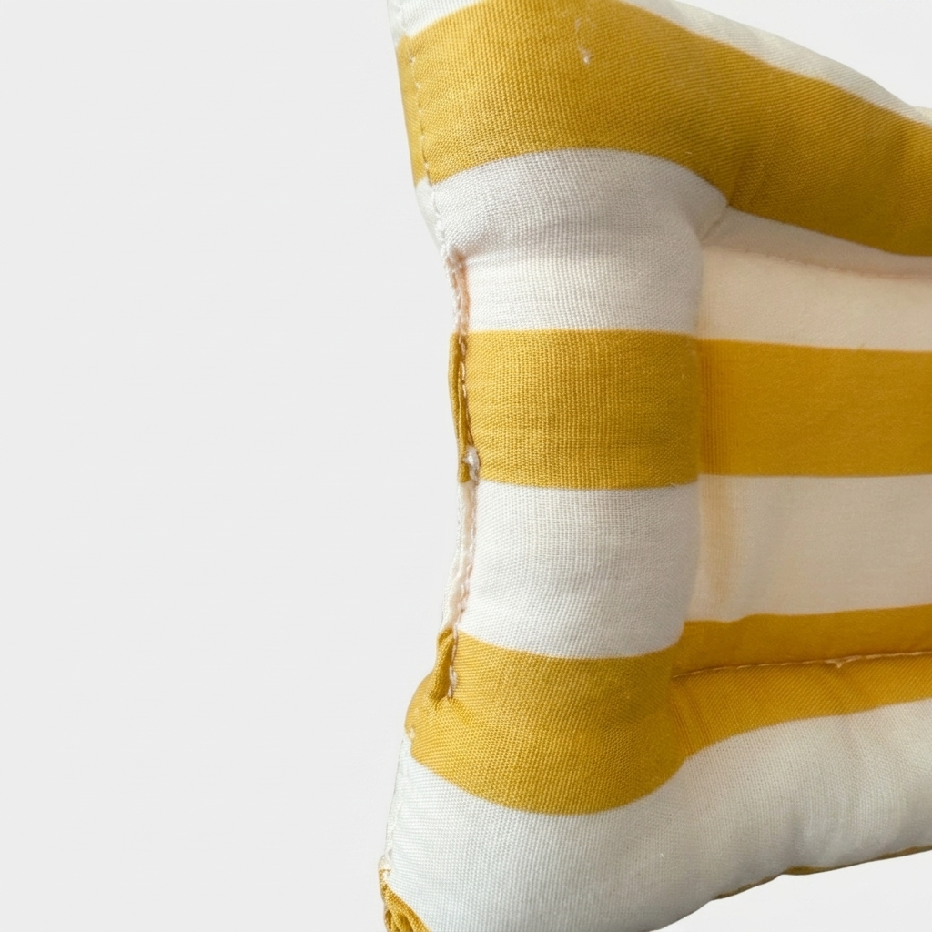 Citron Yellow and Cream Beige Striped Placemat & Coaster