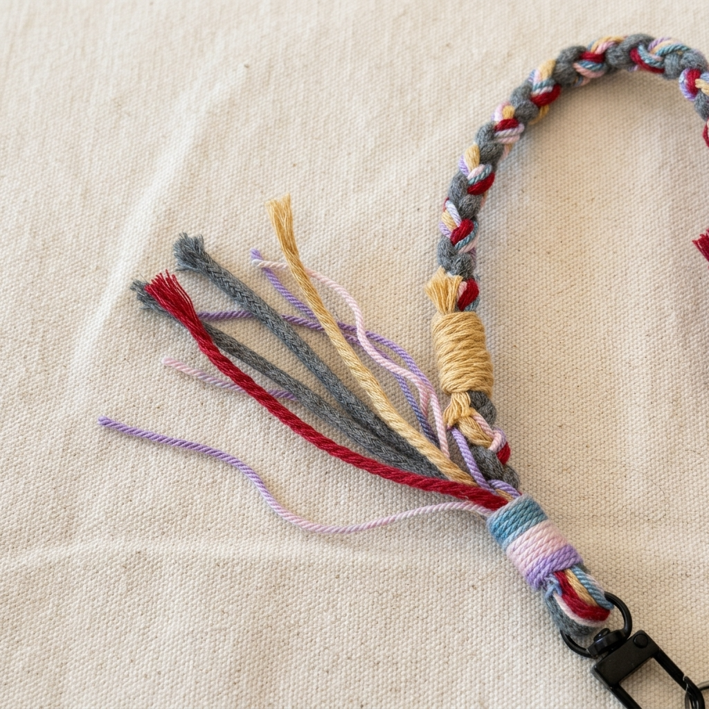 2 colors Handmade Colorful Braided Woven Cotton Tassel Phone Chain Strap
