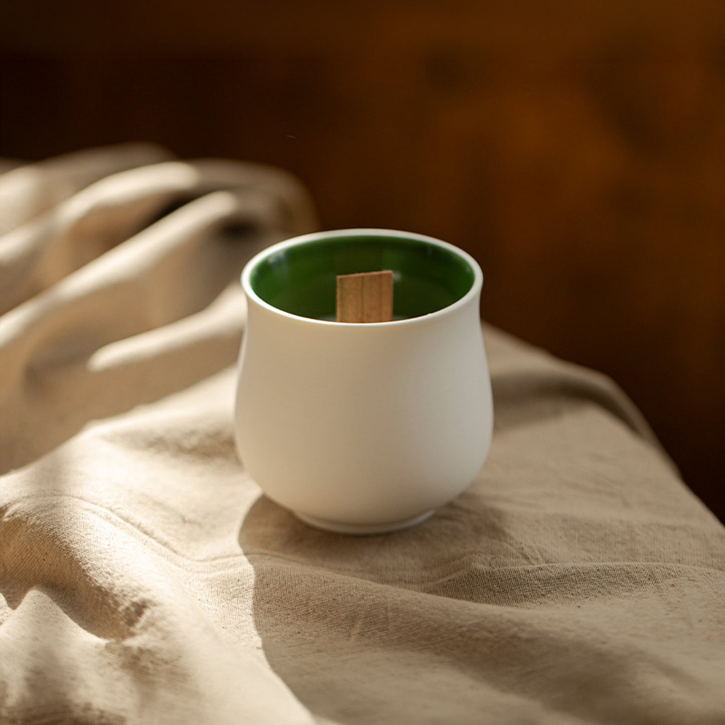 2pc, White with Colored Interior Ceramic Candle Vessel Jar